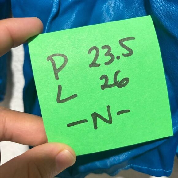 Johnny Was Calme Blouse Top Medium Royal Blue Satin Long Sleeve Tassel Tie Up - Picture 6 of 6